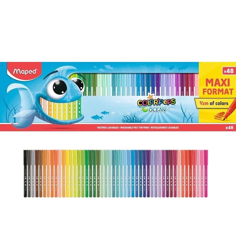48 PENNARELLI OCEAN MAXI FORMATO 1/2 METRO DI COLORE MAPED