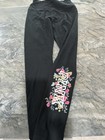 pink victoria secret Black leggings small With Floral On Leg — photo 1