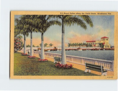 #ad #ad Postcard Royal Palms along the Yacht Basin Bradenton Florida $4.95