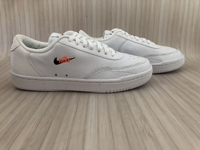 nike white & orange court vintage premium trainers