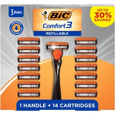 Holiday Special: BIC Comfort 3 Refillable Men'S Razor Set, 3 Blade Razors with E