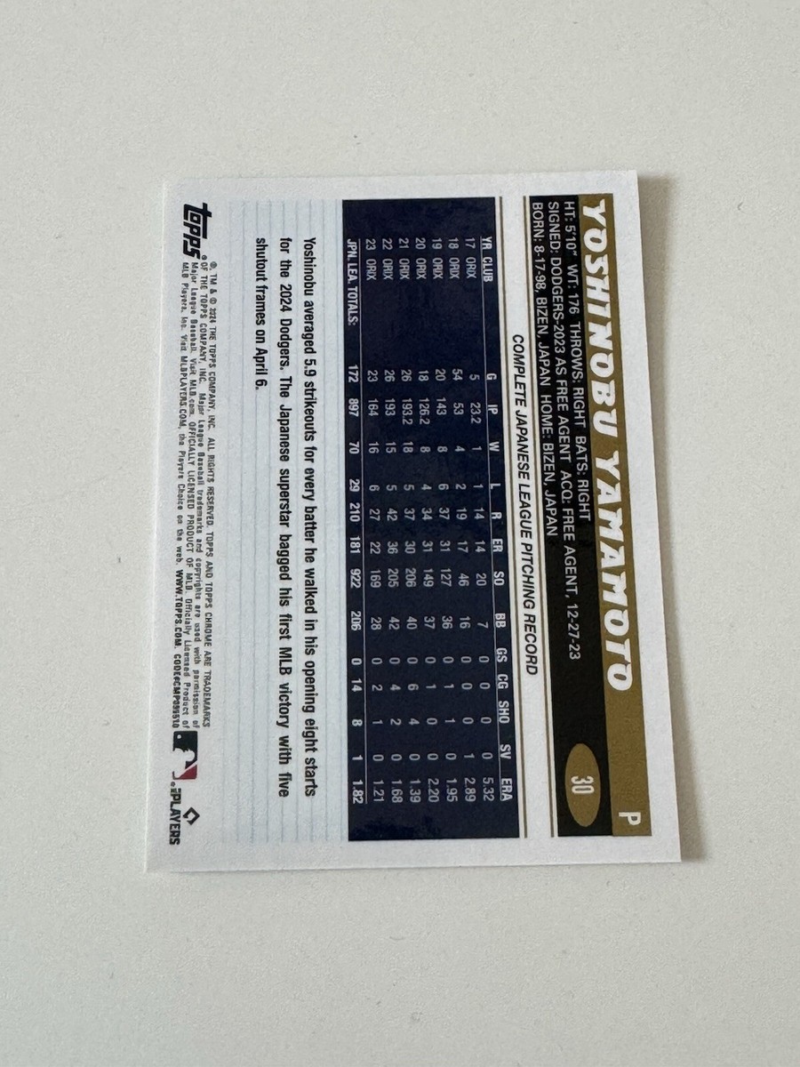 2024 Topps Chrome Mitchell & Ness - Yoshinobu Yamamoto RC - #30