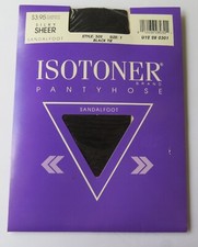Vintage 1990 Isotoner Silky Sheer Pantyhose women's Black Tie Size 1 Style 502