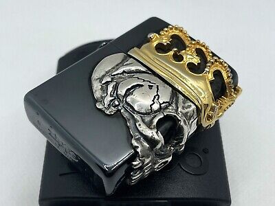 ZIPPO Limited Edition Beauty Beast 3D Side Skull King Crown Lighter Black /  Gold