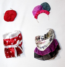 ZHU ZHU PETS DRESSES wt MATCHING HAT  HEADBAND ORIGINAL CEPIA....EXCELLENT 