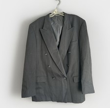 Pierre Balmain Blazer Mens 46R Black Wool Double Breasted Suit Jacket Classic