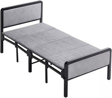 Foldable Bed Premium Grey Single Guest Beds, Single Folding Bed