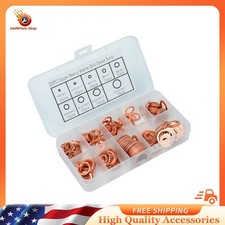 200pcs Solid Copper Crush Washer Gasket Set Flat O-ring Seal Assortment Kits Us