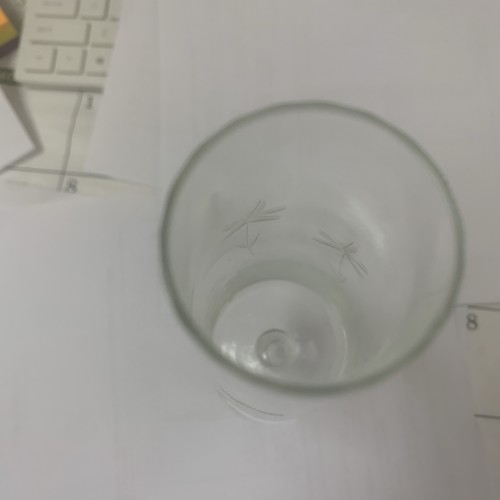 Jarrón/flor de vidrio grabado transparente de 9" Sh21 DE COLECCIÓN - Imagen 5 de 10