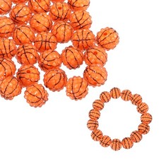 Sports Rhinestone Beads, Sports Charms Basketball Orange/Black 16mm 30Pack