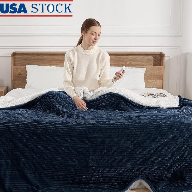 Electric Blanket Full Heated Blanket Full Size Striped Flann