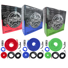1/0 Gauge Amp Wiring Kit CCA E-Series Sky High Car Audio Install Red Blue Green