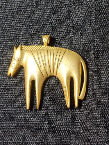 Laurel Burch Necklace Zebra/Horse - Gold Colored - Picture 5 of 11