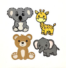 4x Cute Zoo Animals Die Cuts Premade paper for Cards  Scrapbook Making