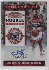 2019 Contenders Rookie Sticker Cracked Ice Ticket /25 Justin Robinson Auto 0rd2