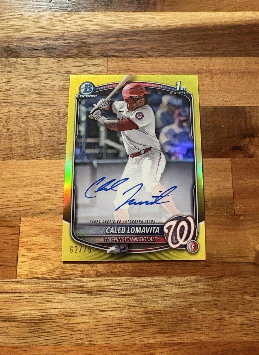 Caleb Lomavita 2025 Bowman Chrome 1st Bowman /75 Auto Yellow SP #CPA-CLO
