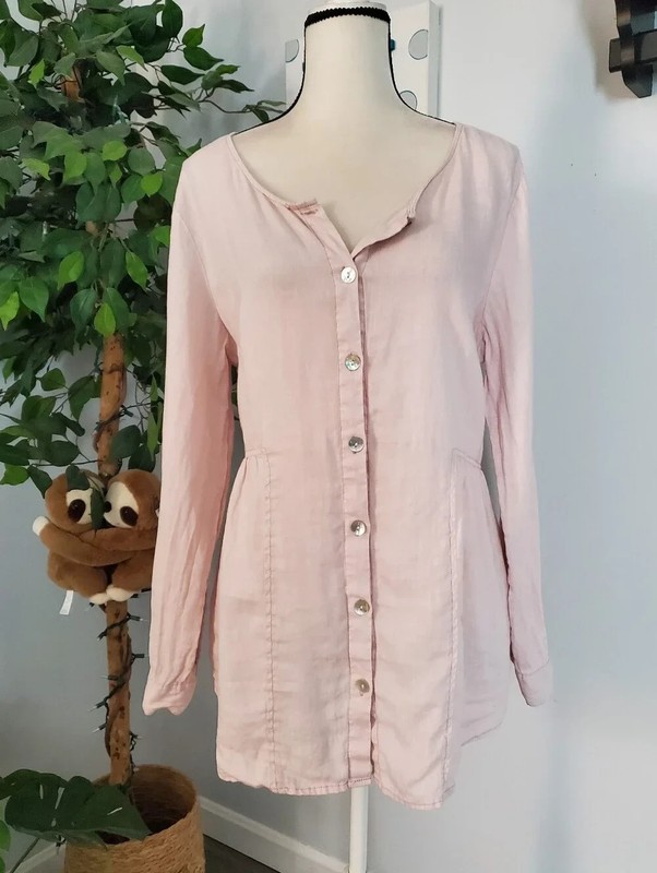 Sigrid Olsen linen babydoll tab sleeve whimsigoth cottagecore tunic top L