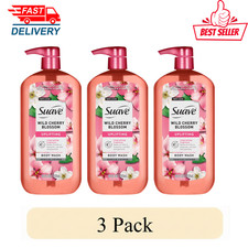 3 Pack Suave Wild Cherry Blossom Moisturizing Body Wash 30 FL OZ Pump Vitamin E 0.63 per gallon