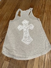 Papaya Knit Ecru  Racer Back Tank Lace Cross ...