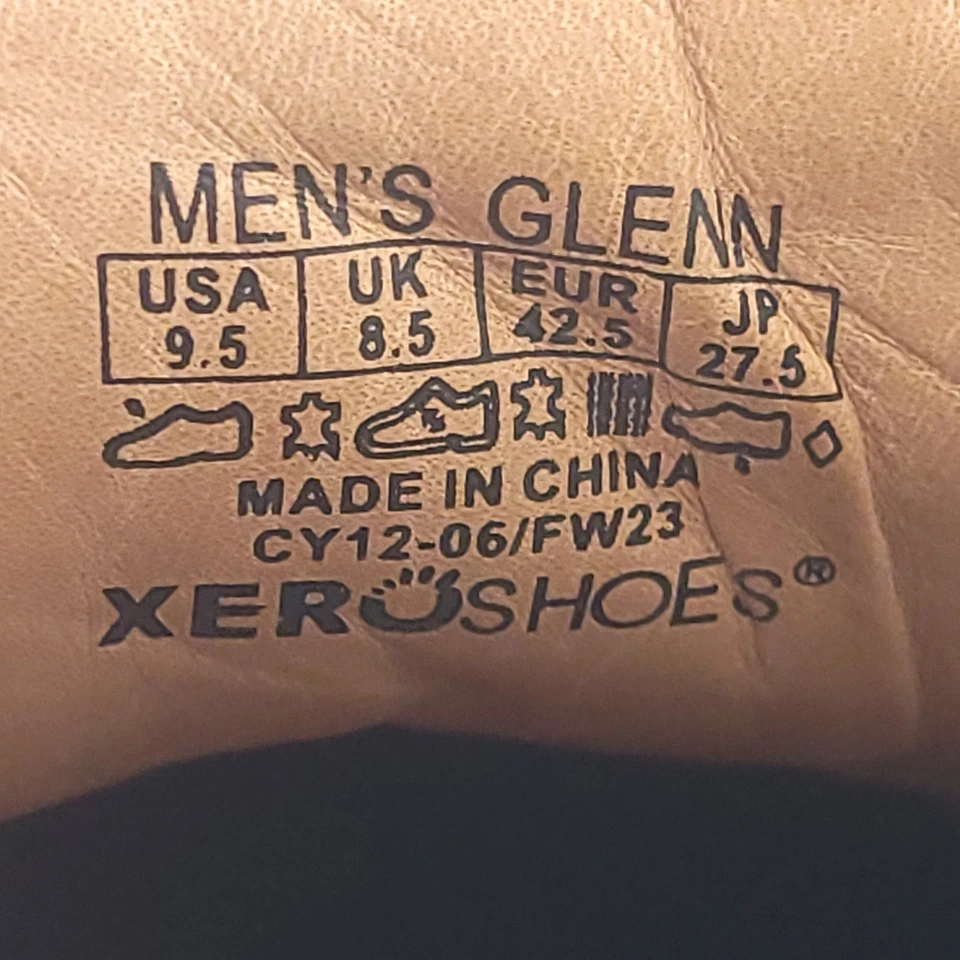 Xero Shoes Glenn Men's Sz 9.5 Black Leather Barefoot Minimalist Casual Lace Up - Image 2 of 4