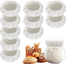 10 Pcs Reusable Sourdough Jar Covers - Breathable Cloth Lids for Starters
