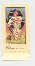 STAN MUSIAL SCARCE HELMAR STAMP BASEBALL CARD WITH UNCUT TAB