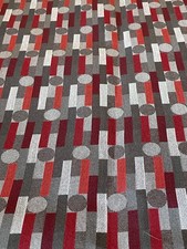 Woven Upholstery Fabric, Red and Grey Thick Heavy Duty Moisture Barrier Backing