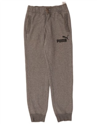 PUMA Mens Graphic Tracksuit Trousers Joggers Small  Grey Flecked Cotton DU08
