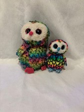 Ty Beanie Boos Owen and Aria the owls 10'' and 6'' with tush tags