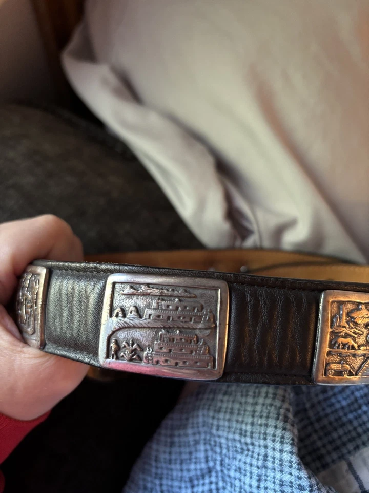 Cinturón Concho Hombre Nocona Cuero Negro Talla 30 Vintage Western Foto 2 de 4