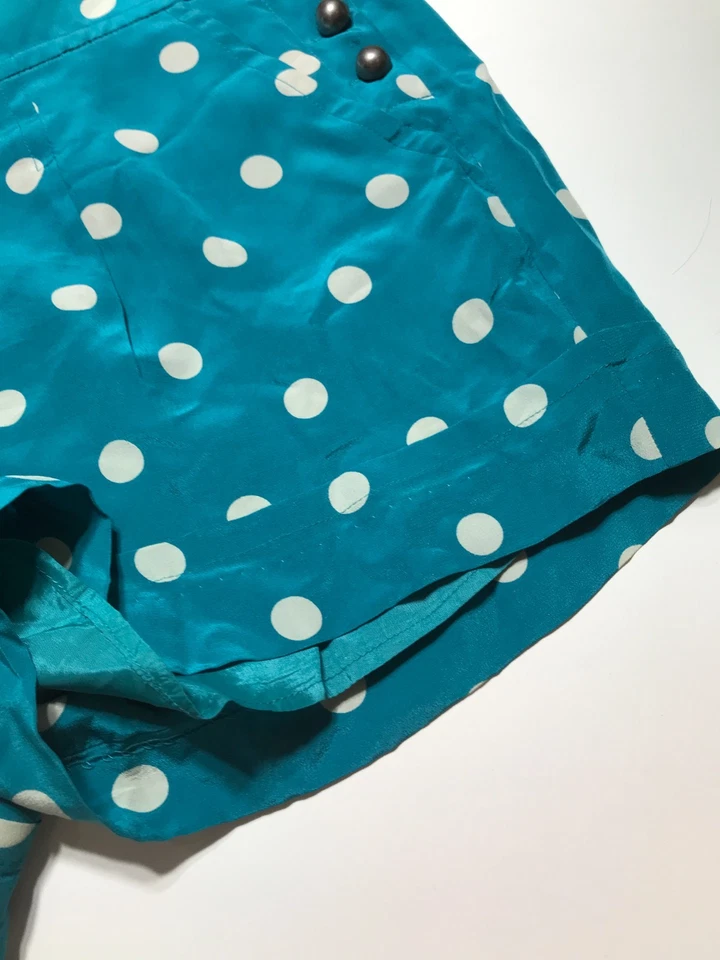 Shorts Plenty by Tracy Reese Feminino 6 Bolinhas Azul 100% Seda Forrado Leve - Imagem 4 de 4