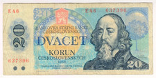 1988 Czechoslovakia 20 Korun 637396 Paper Money Banknotes Currency