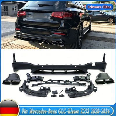 Heckdiffusor Diffusor Doppelrohr passt für Mercedes GLC X253 2020-2024 Schwarz