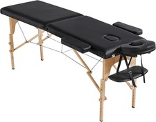 Portable Folding Massage Table Height-Adjustable Lash Bed Black Padded PVC