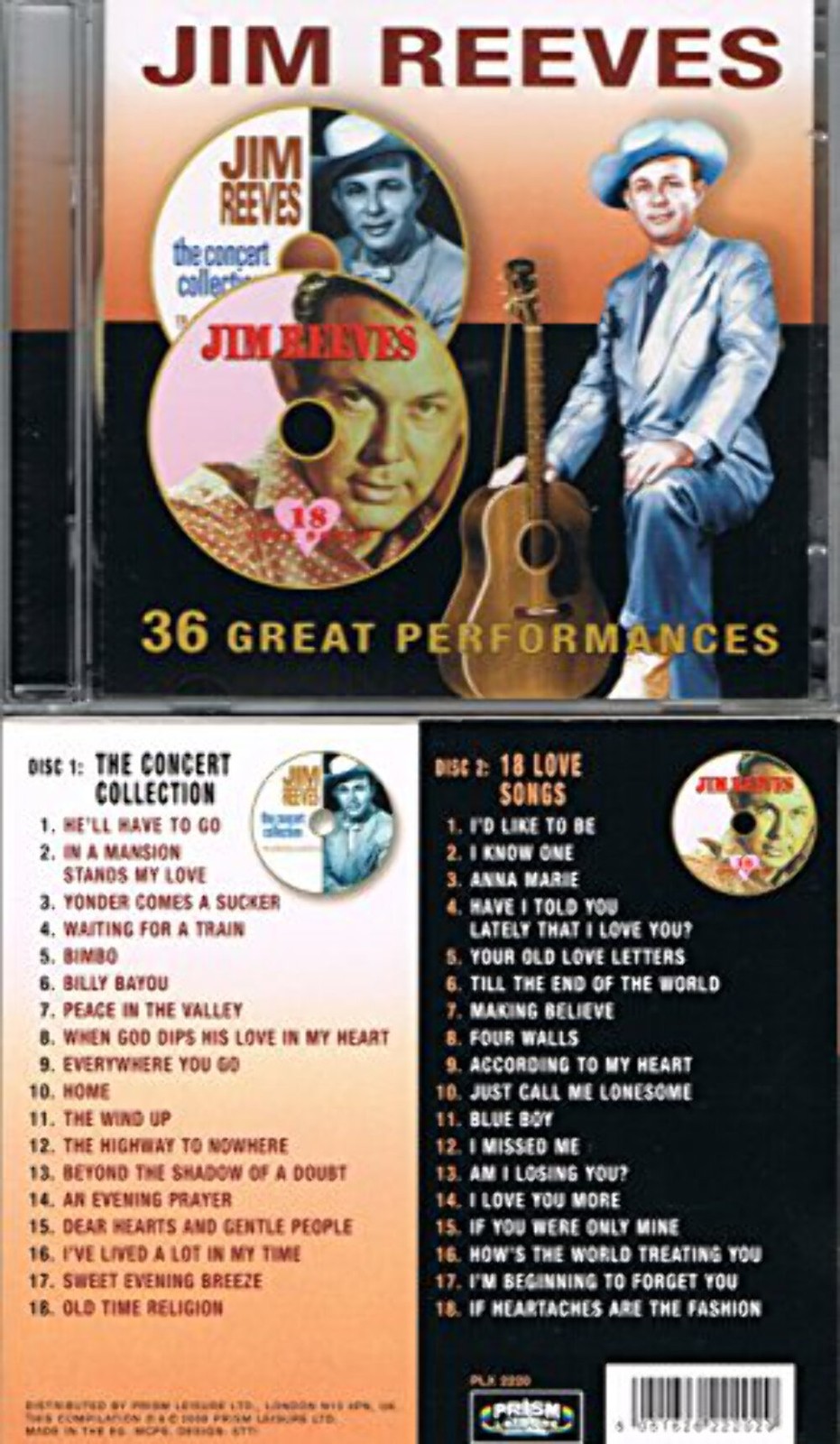 Jim Reeves 2cd JIM REEVES - 36 GREAT PERFORMANCES OF JIM REEVES 2CD | eBay