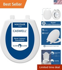Caswell Modern Soft Close Toilet Seat - Durable Plastic, Easy Clean, Round