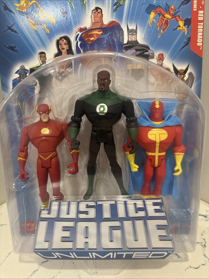 Paquete de 3 figuras Justice League Unlimited - Flash, Linterna Verde y Tornado Rojo Foto 2 de 3