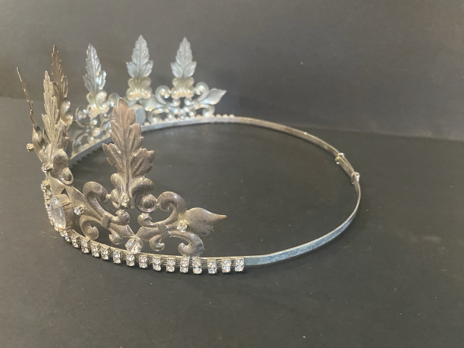 Vintage Large Rhinestone Metal Tiara Crown America’s Theme Pageant Celebration