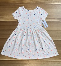 Cat  Jack Little Girls Short Sleeves Multicolor Heart Print Dress Size 5T