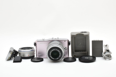 Olympus PEN mini E-PM1 Mirrorless Digital Camera Pink Twin Lens