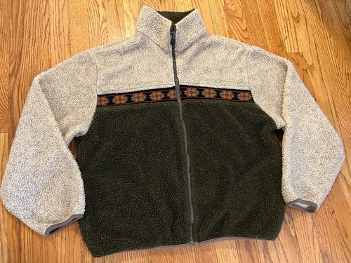 Vintage 90 Canyon Guide Jacket Mens L Southwestern Aztec Pile Fleece Zip Up USA