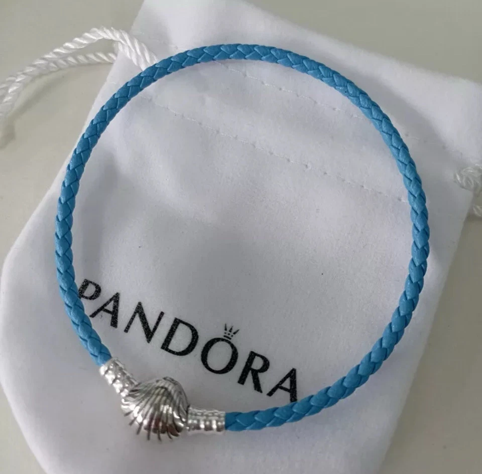 7 «Подлинный PANDORA ракушки застежка синий кожаный браслет с брелоками #598951C01-S - Изображение 2 из 2