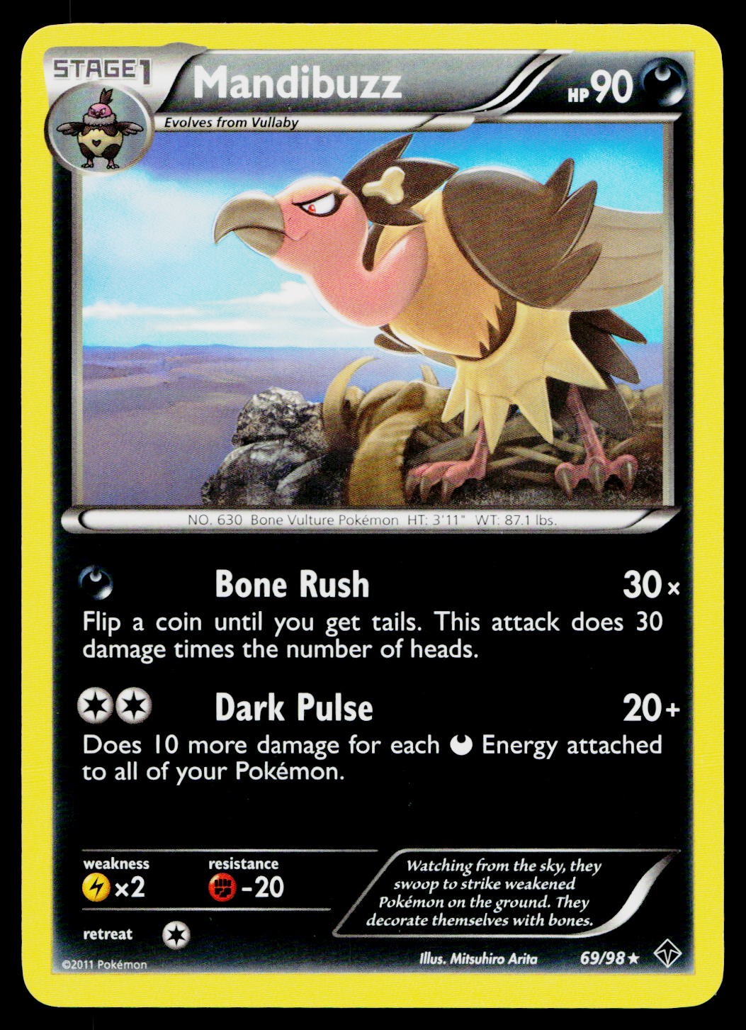 Mandibuzz 69/98 Rare Emerging Powers Pokemon Lightly Played