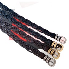 BRUNELLO /CUCINELLI Brown Woven Leather Belt Silvery Buckle New 4 colors