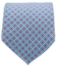 Ermenegildo Zegna 100 Silk Foulard Blue Red Geometric Diamond Pattern 56 x 3.5
