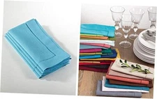 Hemstitched Dinner Napkin (Set of 4) 20" x 20" (Set of 4) Turquoise