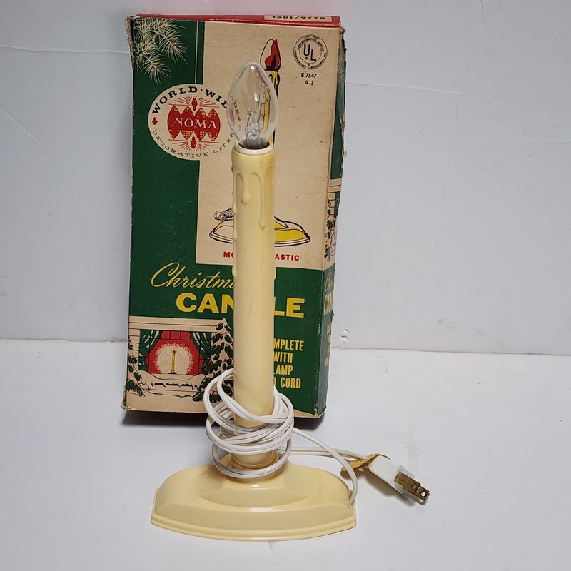 Vintage Noma Molded Plastic Christmas  Light Up Candle In Box