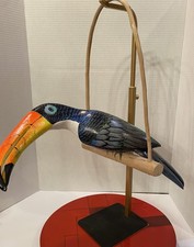 Large Hand-Carved & Hand-Painted Wooden Hangi...