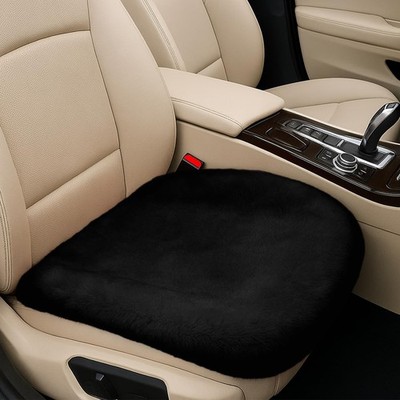 Sheepskin Car Seat Cushion, Soft Faux Fur 17.71×17.71 inch, Black 