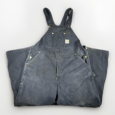 Vintage Carhartt R02 BLK Double Knee Red Quilt Bib Overalls 42x30 Black